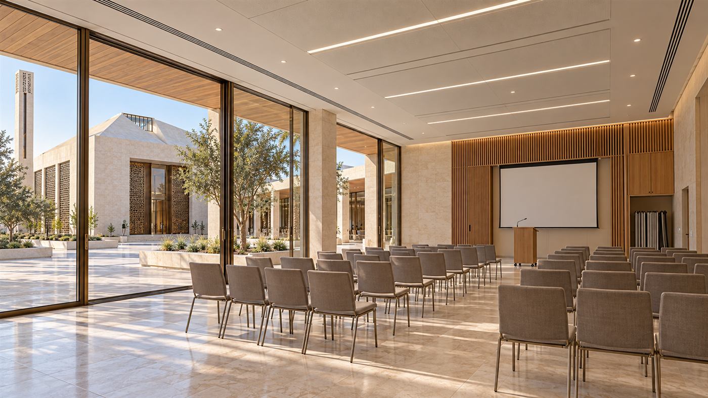 Al Salam Mosque: a classroom opening to the courtyard