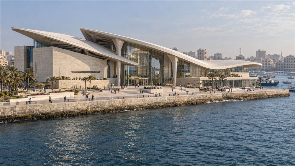 Museum of the Sea: a sweeping limestone museum on the Alexandria harbour edge