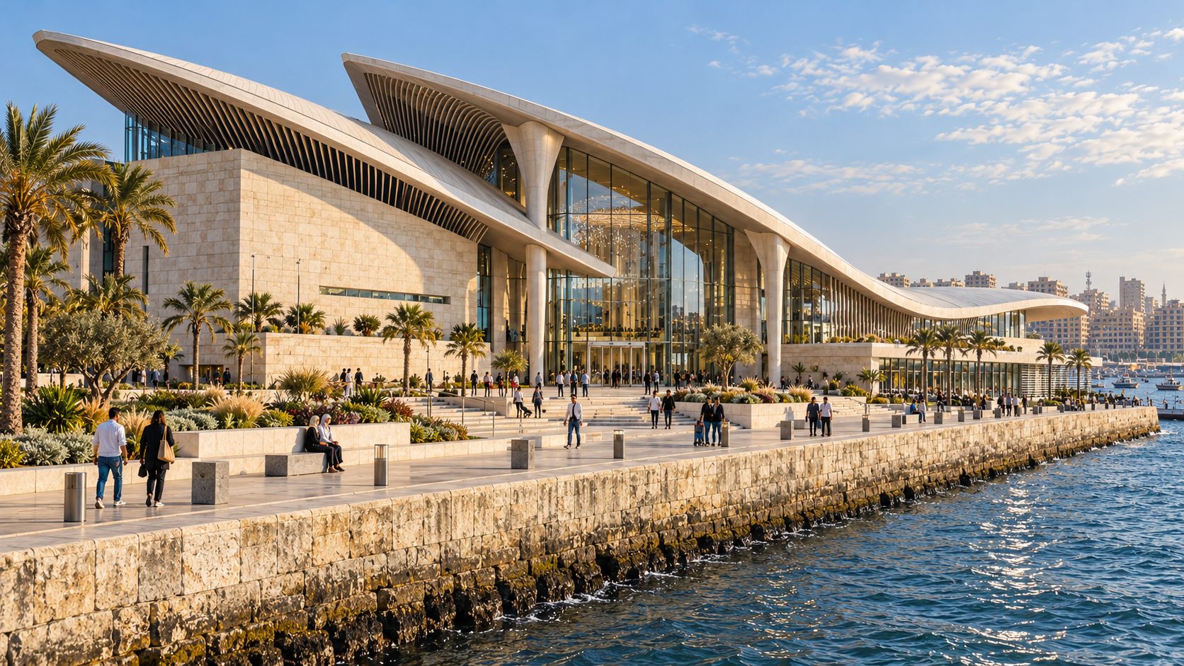 Museum of the Sea: a sweeping limestone museum on the Alexandria harbour edge