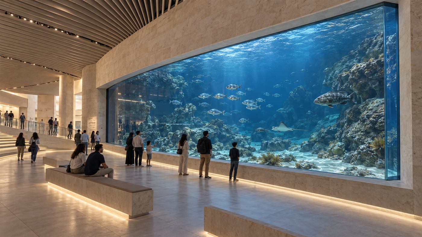 Museum of the Sea: a gallery with an ancient ship and artefacts