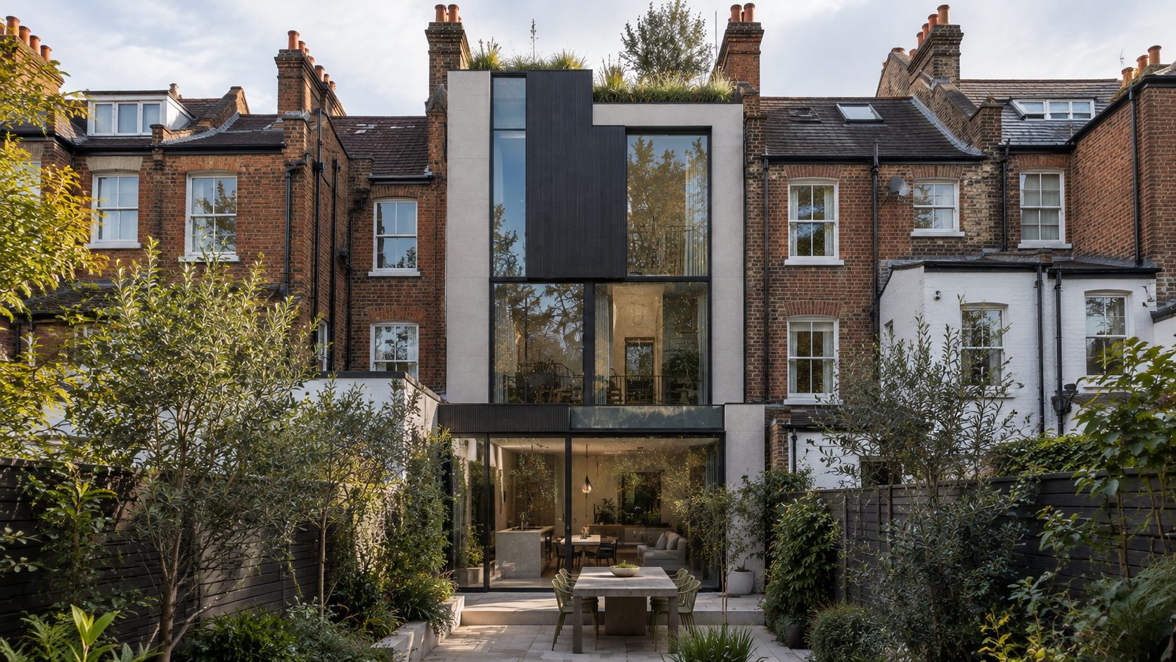 No.28 Townhouse: a slim dark-clad townhouse inserted between Victorian brick houses