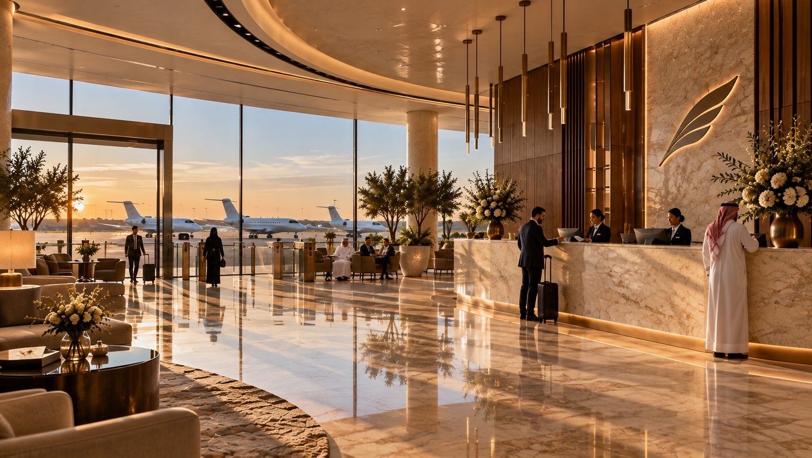 Nouzha Executive Airport: a sweeping stone terminal beside private jets in Alexandria