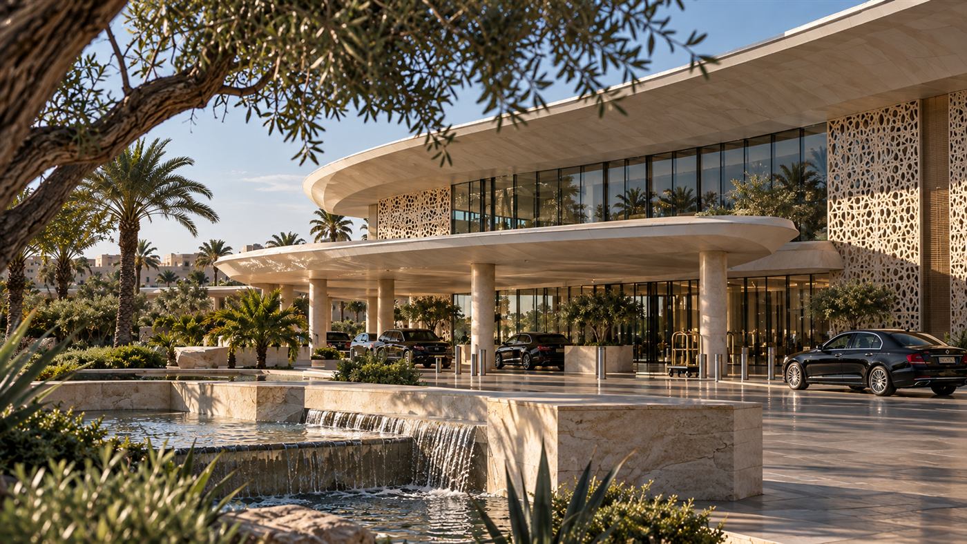Nouzha Executive Airport: a sweeping stone terminal beside private jets in Alexandria