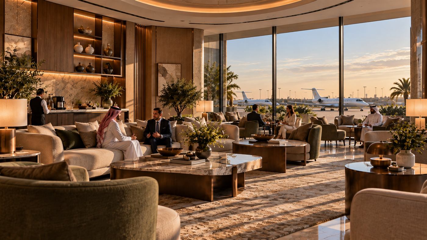 Nouzha: a private lounge looking over the apron
