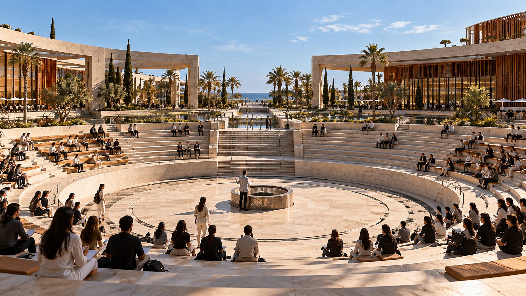 The Museion Institute: a circular campus around an open-air amphitheatre on the Mediterranean coast