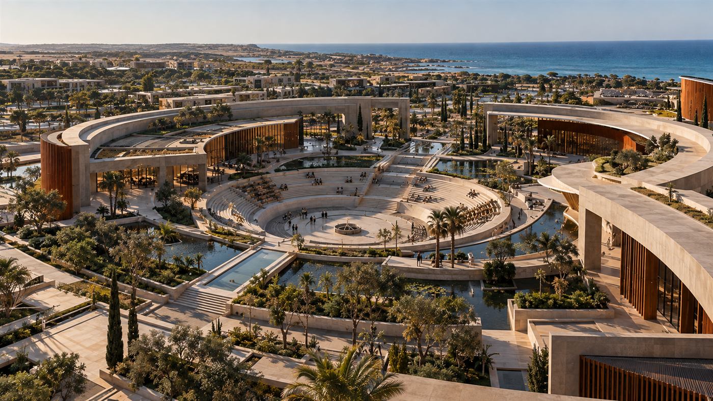 The Museion Institute: a circular campus around an open-air amphitheatre on the Mediterranean coast