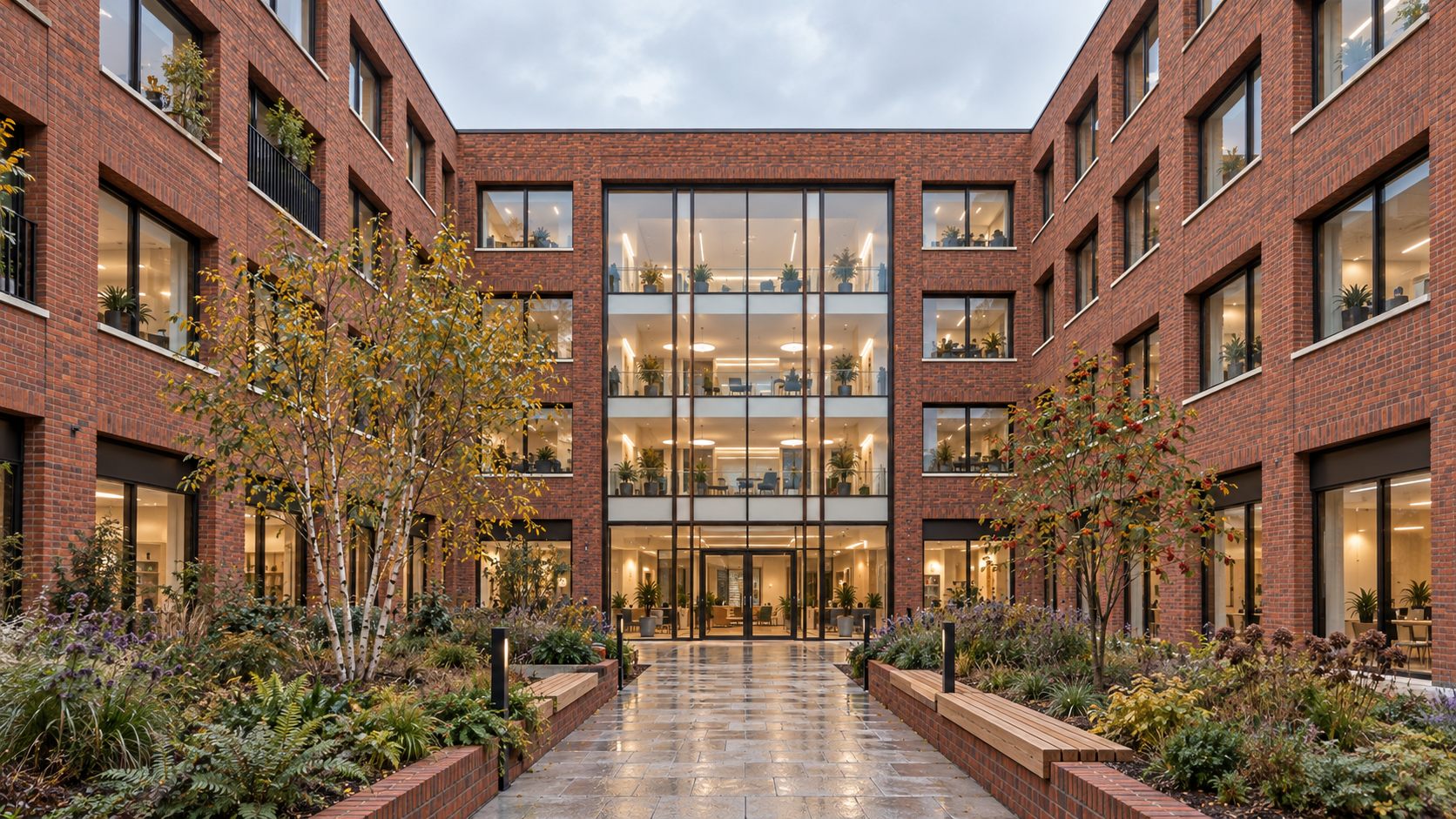 The Wellbeing Clinic: a red-brick community health centre with a glazed street front in Manchester