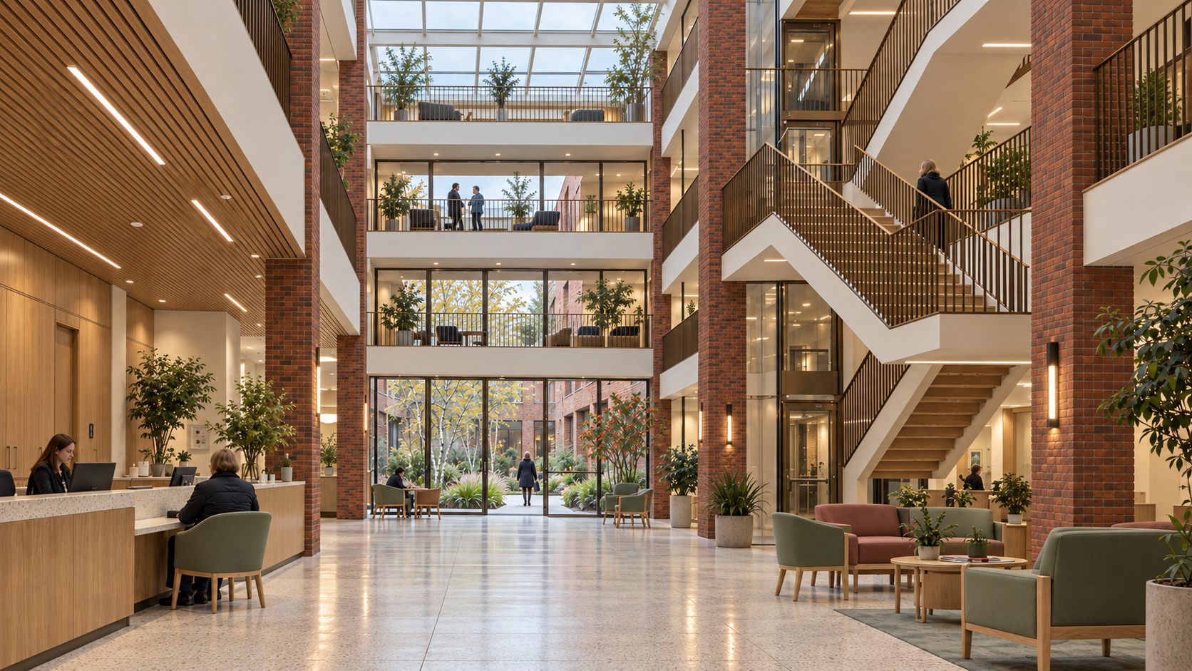 The Wellbeing Clinic: a red-brick community health centre with a glazed street front in Manchester